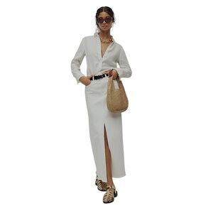 J.Crew White Maxi Jeans Skirt With A Front Slit